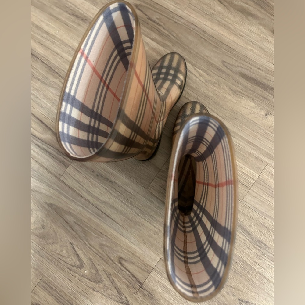 Burberry Rubber Mid-Calf Rain Boots - Check Print - Picture 4 of 6
